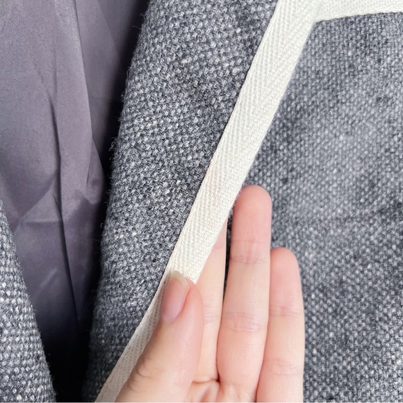 Banana Republic • Piped Grey Hack ing Jacket blazer two tone wool tweed long - Picture 7 of 12